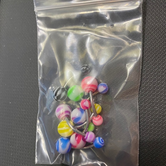 8 UV Acrylic Ball Steel Barbell Navel Rings - Picture 1 of 3